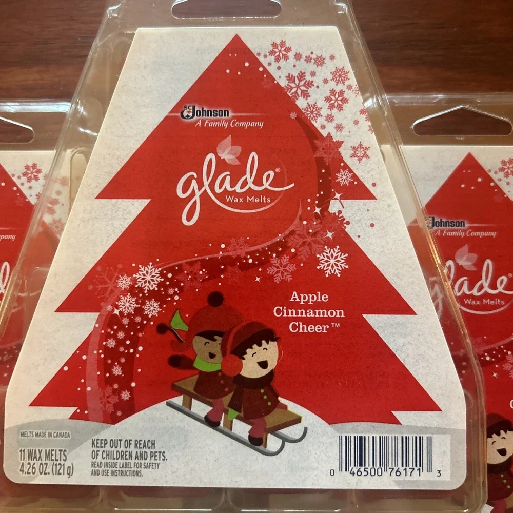 3 Glade Wax Melts APPLE CINNAMON CHEER  CHRISTMAS TREE 11 Total Tarts 4.26oz/pkg